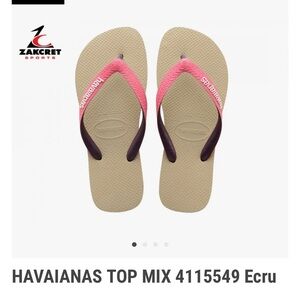 Havaianas Ecru and Pink Flip Flops